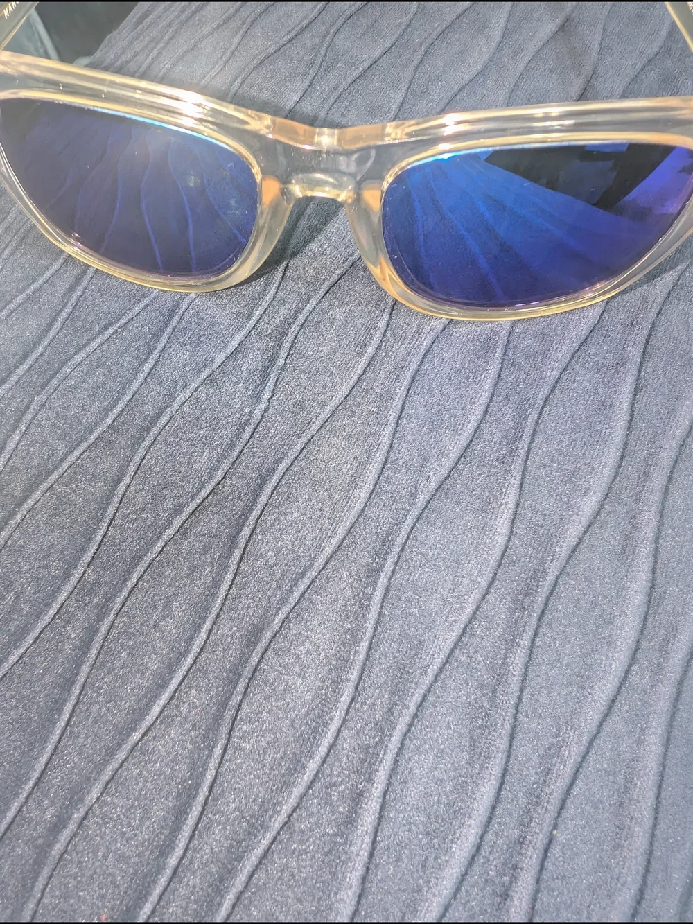 Clear Frame Blue Lens Sunglasses